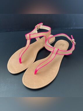 Pre-Owned Sophia Webster Brown Hot Pink Thong Flats Sandals Women’s Size 9